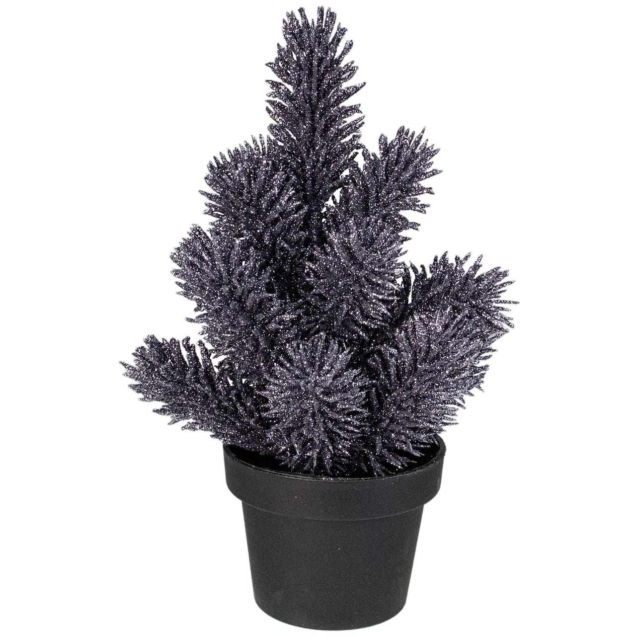 8.5" Unlit Metallic Glitter Mini Pine Artificial Potted Christmas Tree